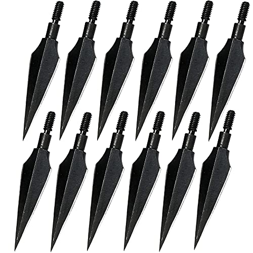 Sinbadteck Traditional Broadheads 100125150Grains 12PK Traditional Hunting Points Screwin Hunting Arrowheads Solid Metal Arrow Tips for Hunting and Target (125Gn Traditional)